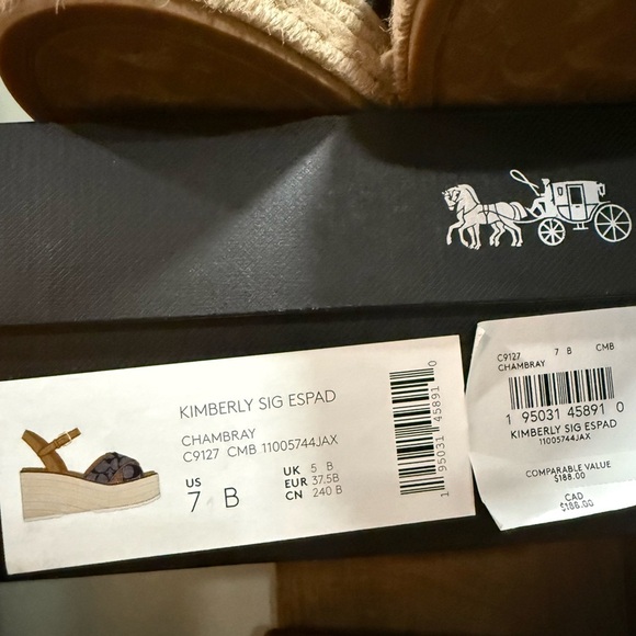 Coach Kimberly Signature Chambray Espadrille Wedges Size 9.5 - Picture 9 of 10